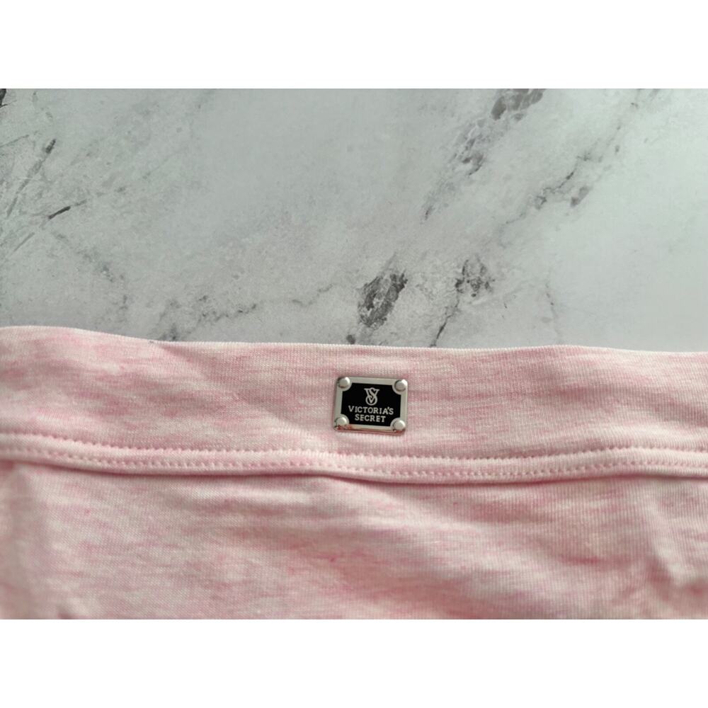 Victoria's Secret Thong Panty Pink Marl Hardware Patch Sexy Cotton Blend - Picture 2 of 3